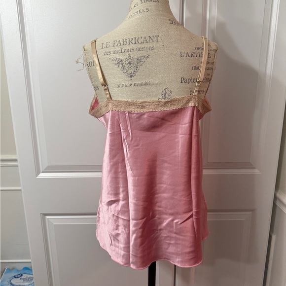 Vintage 90s Pink Satin Lace Trim Blouse Top Size Large - Picture 5 of 5